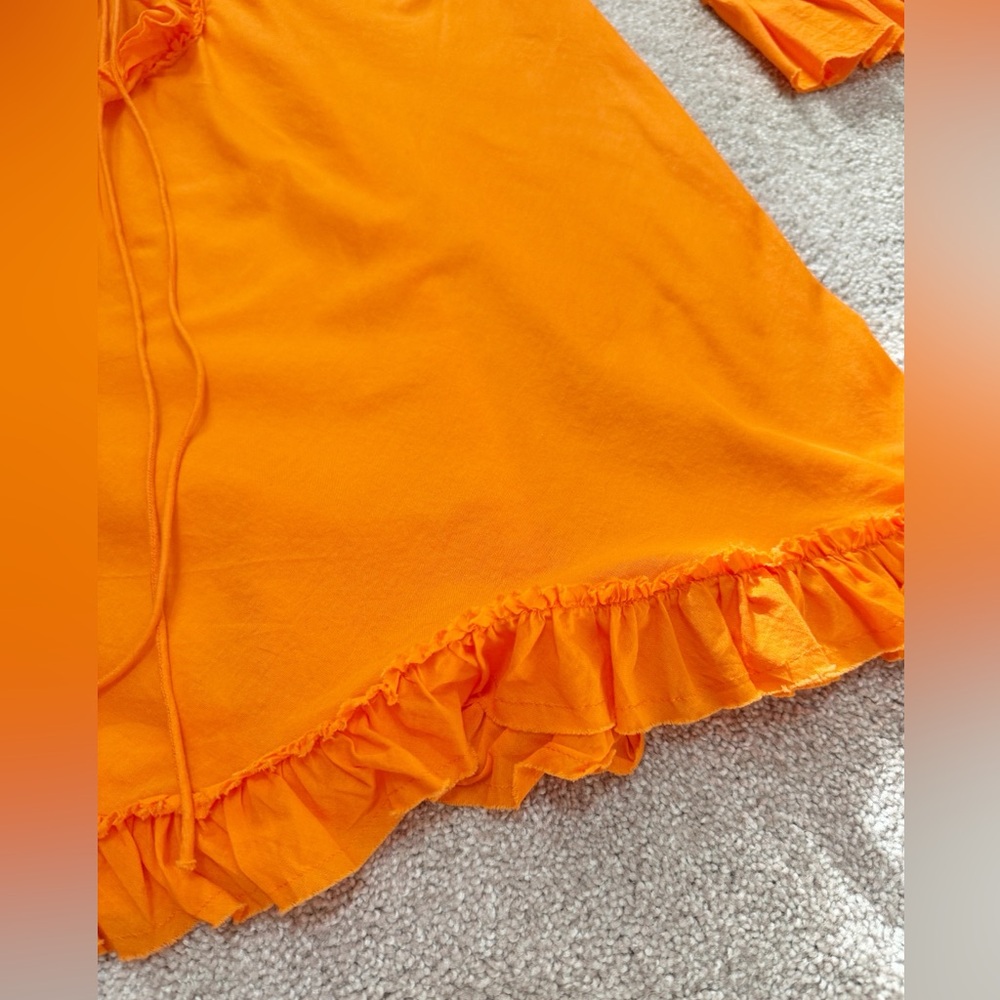Anya Hindmarch - Orange Ruffled Beach Coverup Dress - 100% Cotton - size Large - Picture 9 of 16